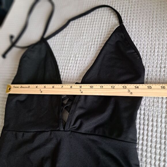 Fredrick's of Hollywood NWT Sunset Strap Black One Piece Swimsuit Large Swimwear - Picture 8 of 10